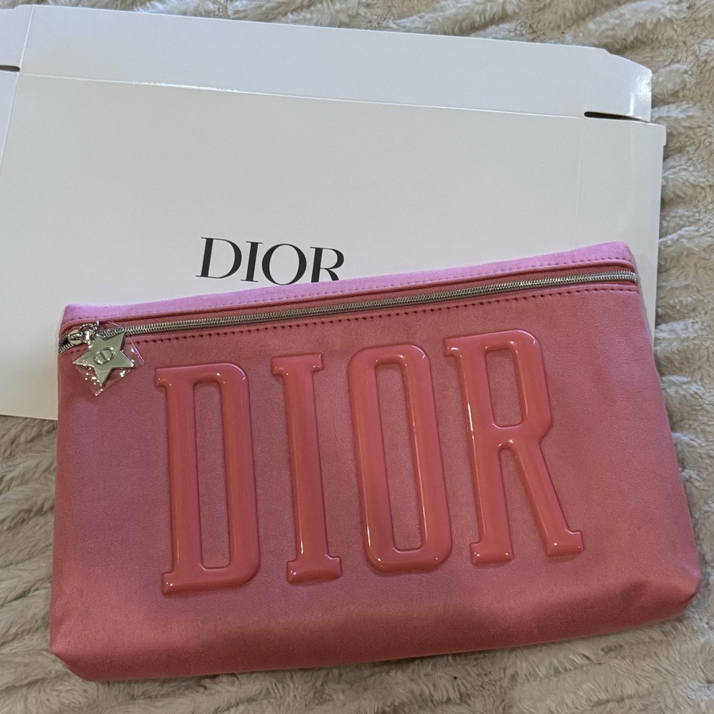 Dior Pink Cosmetic Case with Star Charm NIB